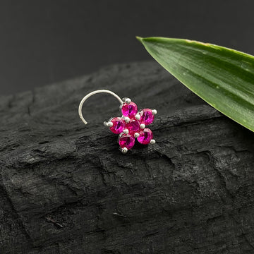 Ruby Flower Nose Pin